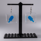 Ein Paar blaue Eis am Stiel. Lego Ohrringe Eis blau quadratisch